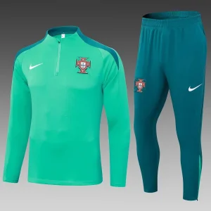2024 Portugal Half-Pull Training Suit Green Football Shirt Set 1:1 Thai Quality