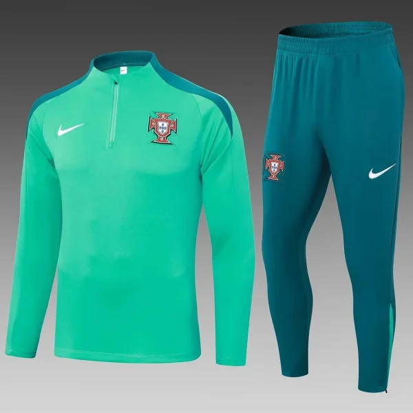 2024 Portugal Half-Pull Training Suit Green Football Shirt Set 1:1 Thai Quality