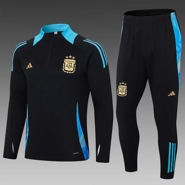 2024 Argentina Half-Pull Training Suit Black Football Shirt Set 1:1 Thai Quality