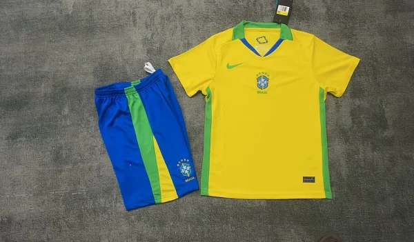 2025 Brazil Home Soccer Jersey 1:1 Thai Quality Kids Size