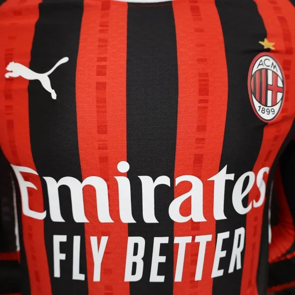 2024/2025 Player Version AC Milan Home Long Sleeve Football Shirt 1:1 Thai Quality