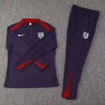 2024 England Half-Pull Training Suit Purple Football Shirt Set 1:1 Thai Quality