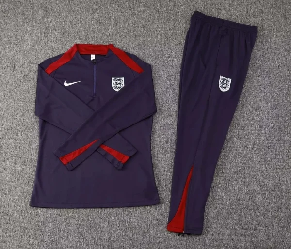 2024 England Half-Pull Training Suit Purple Football Shirt Set 1:1 Thai Quality