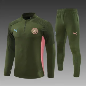 2024/2025 Manchester City Half-Pull Training Uniform Military Green Football shirt 1:1 Thai quality