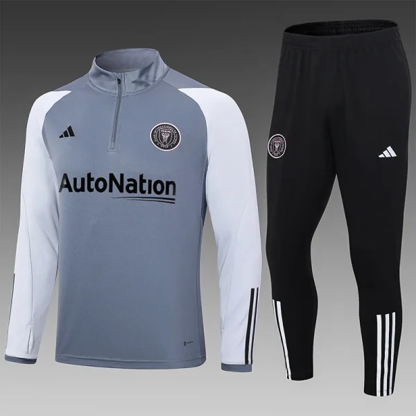 2023/2024 Inter Miami Half-Pull Training Suit Grey Soccer Jersey 1:1 Thai Quality