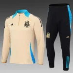2024 Argentina Half-Pull Training Suit Khaki Football Shirt Set 1:1 Thai Quality