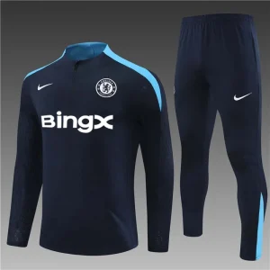 2024/2025 Chelsea Half-Pull Training Suit Dark Blue Football Shirt Set 1:1 Thai Quality