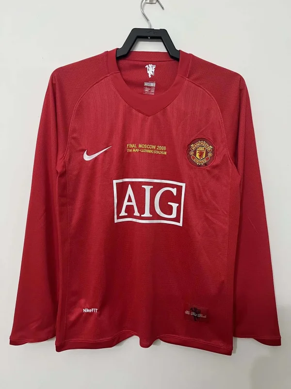 2007/2008 Retro Long Sleeve Manchester United Home Champions League Edition Football Shirt 1:1 Thai Quality